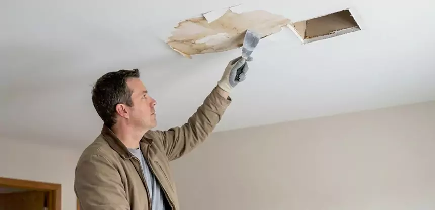 Ceiling Water Stain and Drywall Repair in Moreland